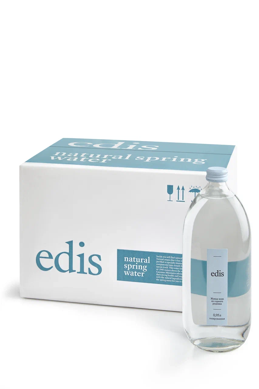 Эдис вода питьевая Edis, 0,96 л газ стекло (6 шт/уп)